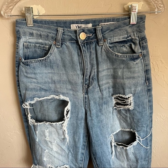 YMI High Rise Ankle Dream Fit Distressed Denim Jeans - Picture 2 of 10